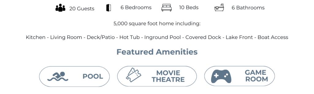 featured amenities pool movie theatre game room